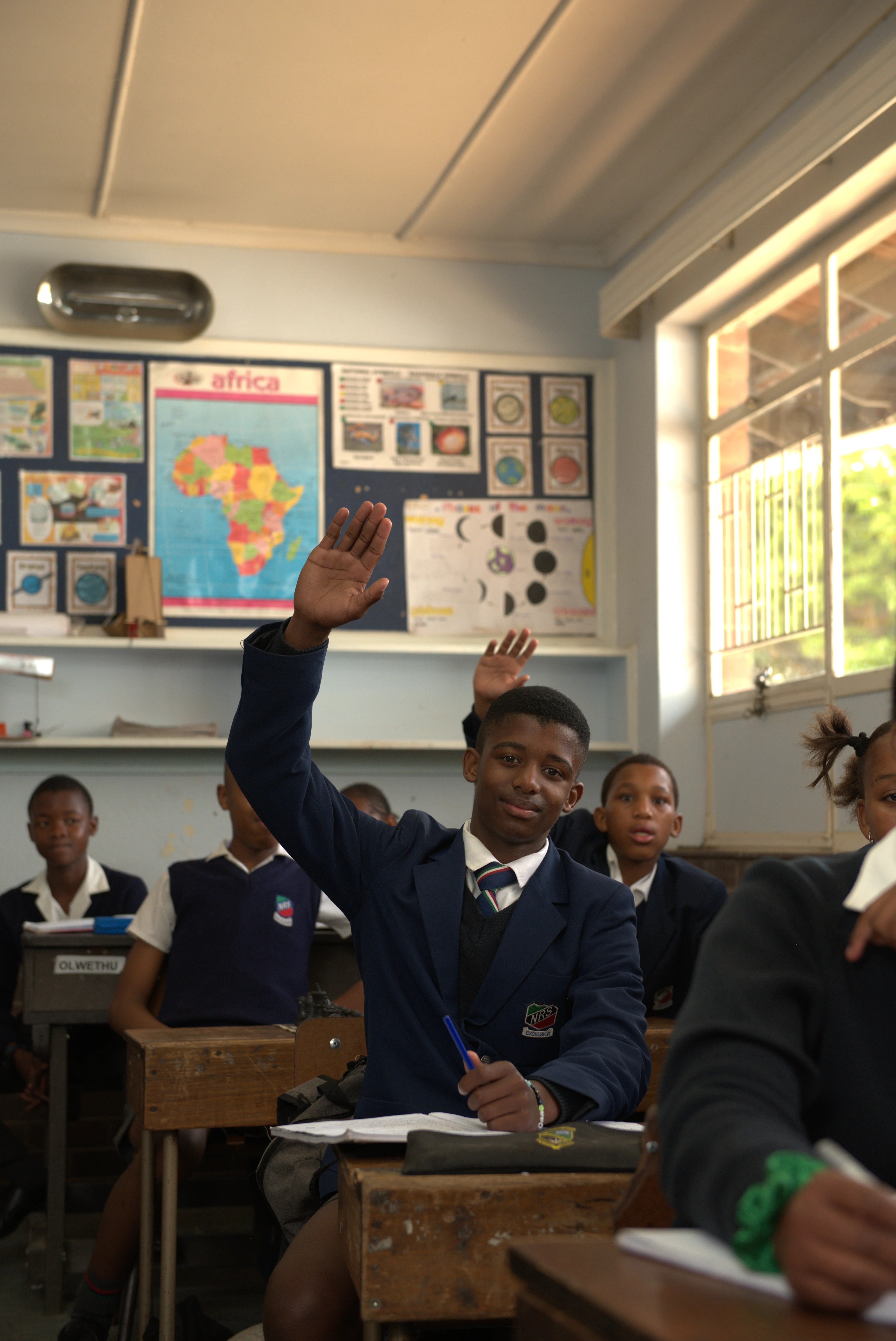 Grade 7 classroom participation at Nuwe Republiek Primary School